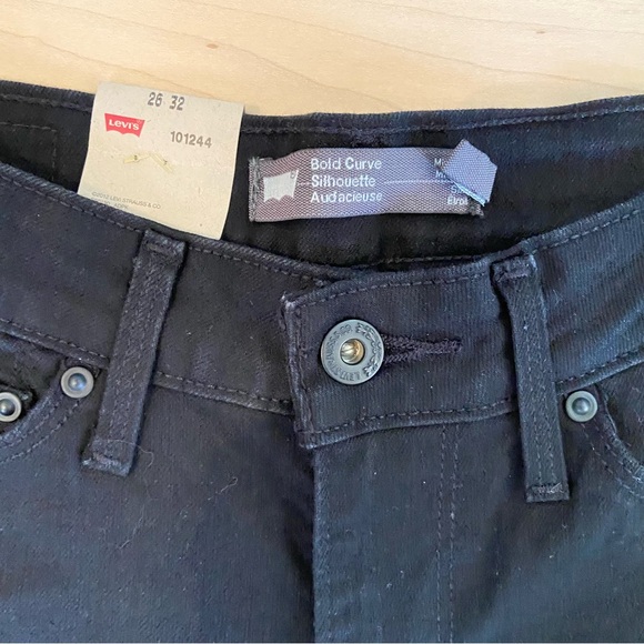 Levi’s Bold curve siz 26/32 black high rise straight lightweight stretch classic - Picture 3 of 13